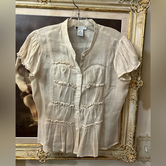 Ruffled Carole Little Button down blouse - Picture 1 of 4